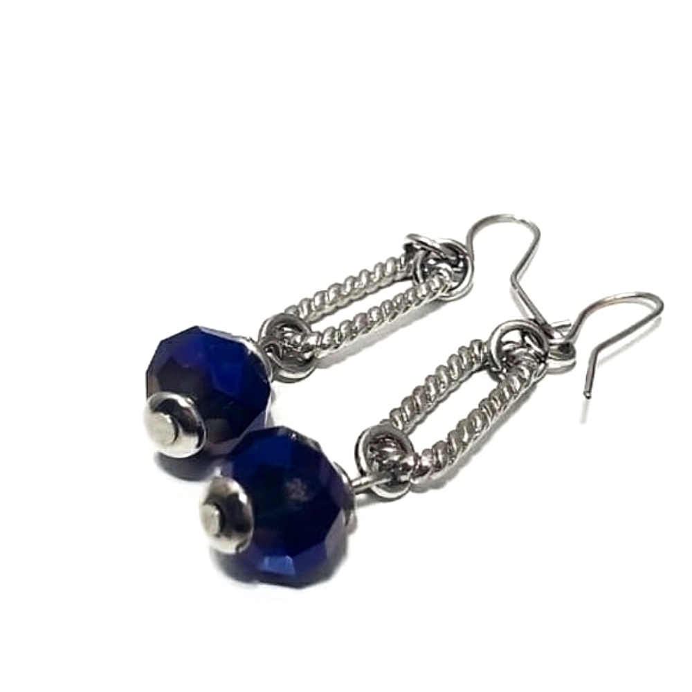 4/$20 Blue Glass Drop Earrings Handmade Beaded Blue Crystal Dangle Earrings 🌴